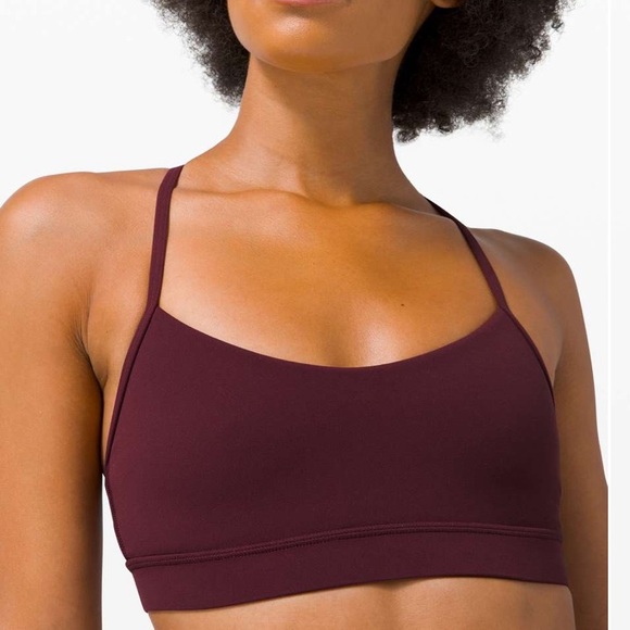 Lululemon Flow Y Sports Bra Nulu Light Support - Cassis Burgundy Maroon Size 10 - Picture 4 of 7
